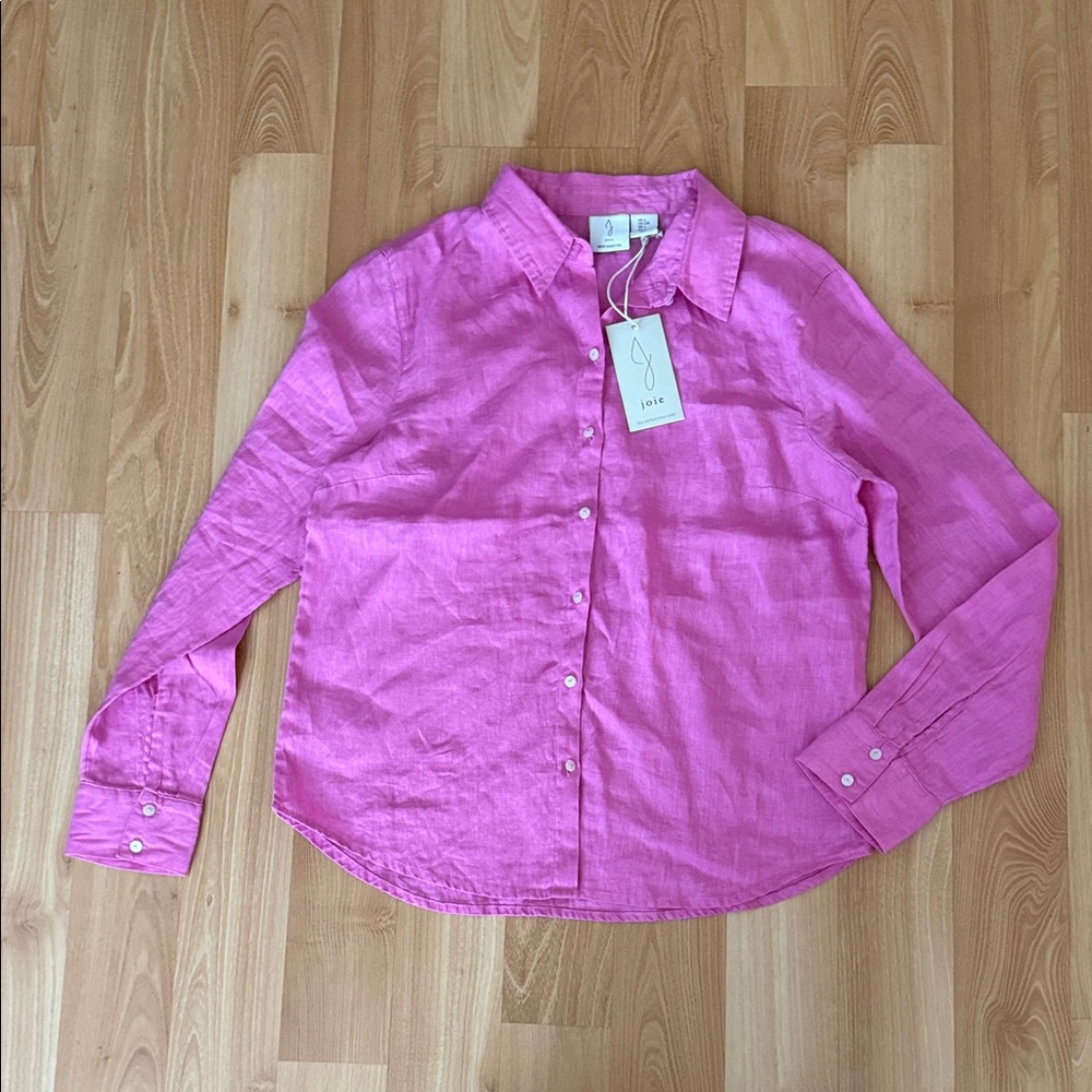 Joie Pink Linen Button-Up Shirt